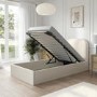 Cream Upholstered Single Ottoman Bed with Curved Headboard - Zara