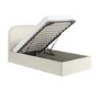Cream Upholstered Single Ottoman Bed with Curved Headboard - Zara