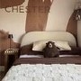 Cream Upholstered Single Ottoman Bed with Curved Headboard - Zara
