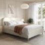 Cream Upholstered King Size Bed Frame with Curved Headboard - Zara
