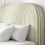 Cream and Green Striped Single Ottoman Bed With Curved Headboard - Zara