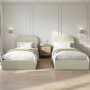 Cream and Green Striped Single Ottoman Bed With Curved Headboard - Zara