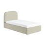 Cream and Green Striped Single Ottoman Bed With Curved Headboard - Zara
