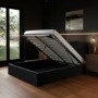 Black Velvet Upholstered Double Ottoman Bed with Curved Headboard - Zara