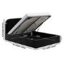 Black Velvet Upholstered Double Ottoman Bed with Curved Headboard - Zara