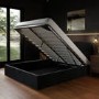 King Size Black Velvet Upholstered Ottoman Bed with Curved Headboard - Zara