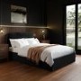 Black Velvet Upholstered Small Double Ottoman Bed with Curved Headboard - Zara