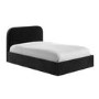 Black Velvet Upholstered Small Double Ottoman Bed with Curved Headboard - Zara