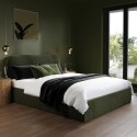 ZAR012K King Size Green Upholstered Ottoman Bed with Curved Headboard - Zara