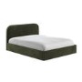 King Size Green Upholstered Ottoman Bed with Curved Headboard - Zara