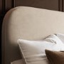Beige Upholstered Single Ottoman Bed with Curved Headboard - Zara