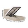 Beige Upholstered Single Ottoman Bed with Curved Headboard - Zara