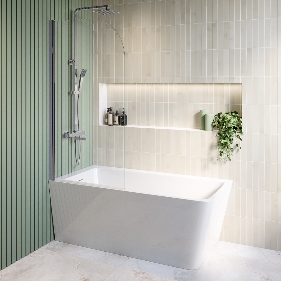 Chrome Square Thermostatic Bar Bath Mixer Shower Set with Bath Filler Spout Slide Rail Kit & Hand Shower - Zana