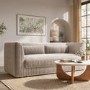 Beige Chenille Striped 3 Seater Sofa - Zeke