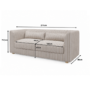 Beige Chenille Striped 3 Seater Sofa - Zeke