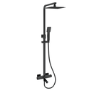 Black Square Thermostatic Bar Bath Mixer Shower Set with Bath Filler Spout Slide Rail Kit & Hand Shower - Zana