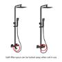 Black Square Thermostatic Bar Bath Mixer Shower Set with Bath Filler Spout Slide Rail Kit & Hand Shower - Zana