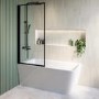 Black Square Thermostatic Bar Bath Mixer Shower Set with Bath Filler Spout Slide Rail Kit & Hand Shower - Zana