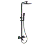 Black Square Thermostatic Bar Bath Mixer Shower Set with Bath Filler Spout Slide Rail Kit & Hand Shower - Zana