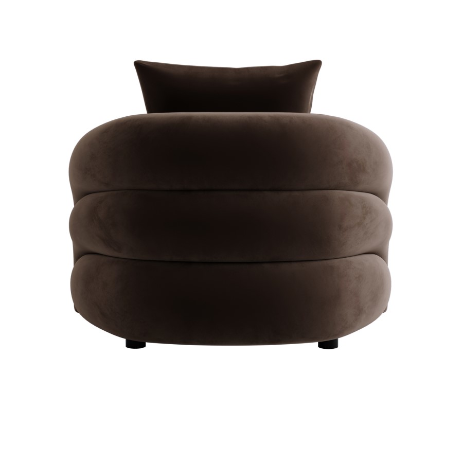 Modern Brown Velvet Armchair with Cushion - Zuri