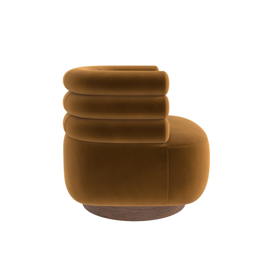 Caramel Brown Velvet Modern Swivel Accent Chair - Zora