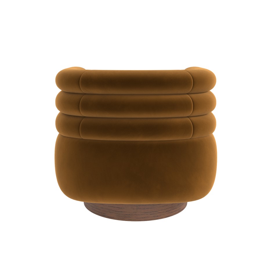 Caramel Brown Velvet Modern Swivel Accent Chair - Zora