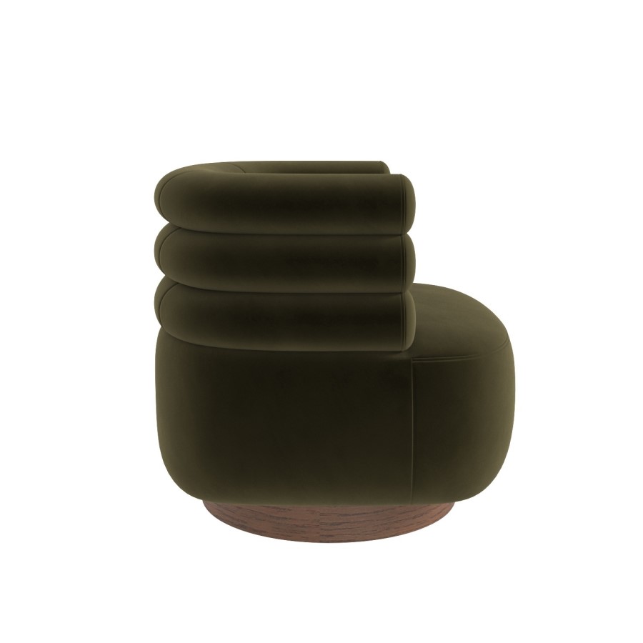 Green Velvet Modern Swivel Armchair - Zora