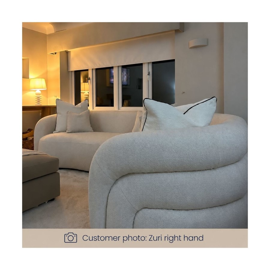 Cream Boucle Left Hand Facing 4 Seater Curved Corner Sofa - Zuri