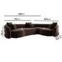 ONLY OPENED - Brown Velvet Right Hand Facing 4 Seater Curved Corner Sofa - Zuri