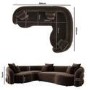 Brown Velvet Right Hand Facing 4 Seater Curved Corner Sofa - Zuri