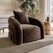 Modern Brown Velvet Armchair with Cushion - Zuri