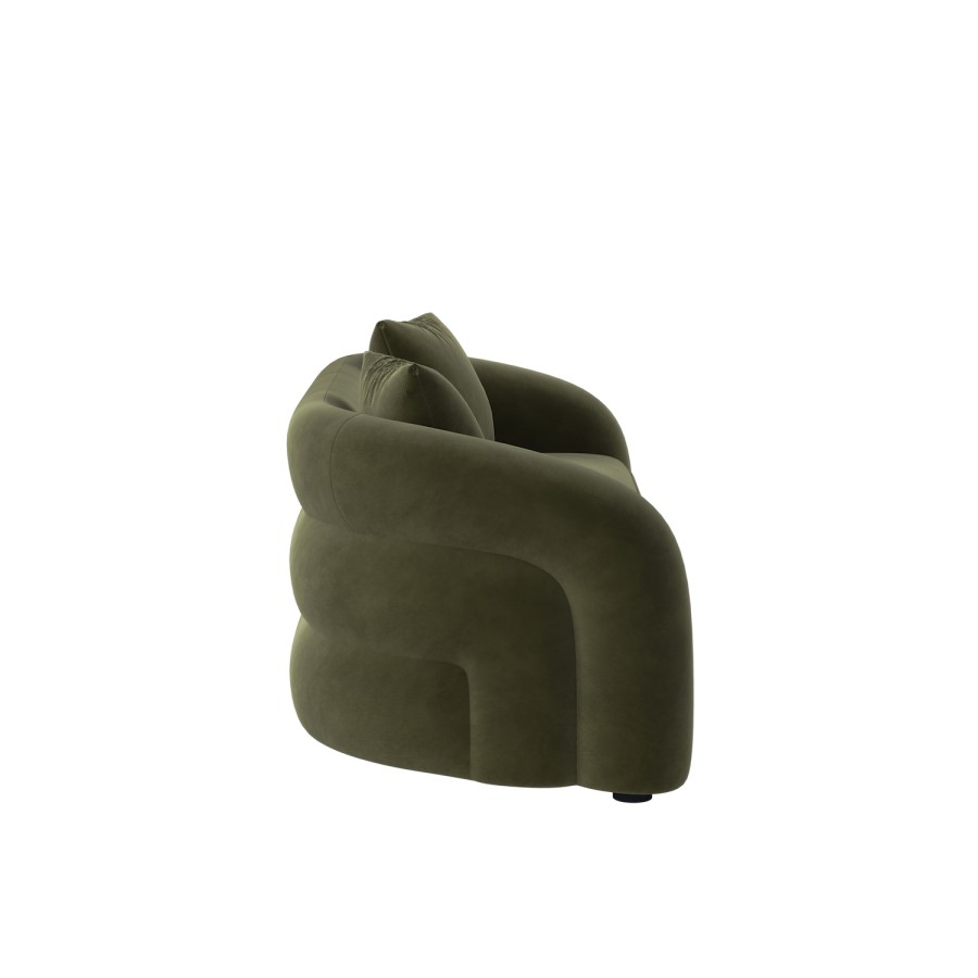 Green Velvet Modern Curved 3 Seater Sofa - Zuri 