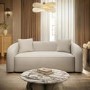 Cream Boucle Modern Curved 3 Seater Sofa - Zuri 