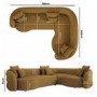 Caramel Brown Chenille Right Hand Facing 4 Seater Curved Corner Sofa - Zuri