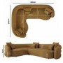 Caramel Brown Chenille Left Hand Facing 4 Seater Curved Corner Sofa - Zuri