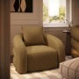 Modern Caramel Brown Chenille Armchair with Cushion - Zuri