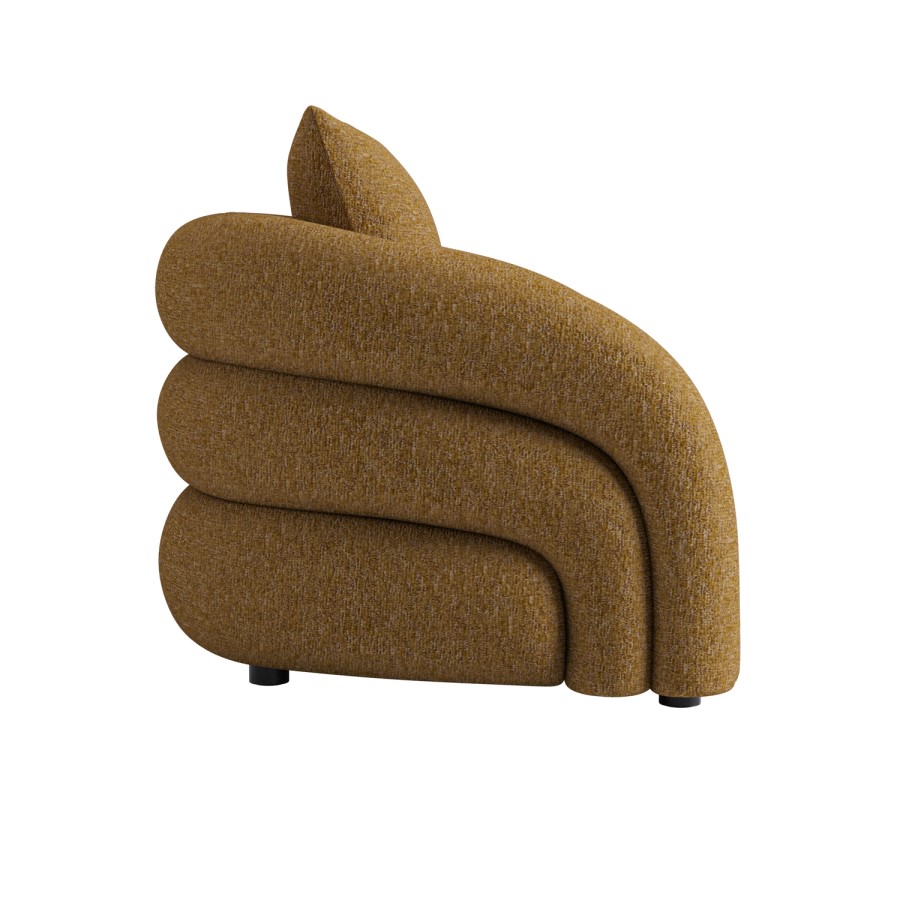 Modern Caramel Brown Chenille Armchair with Cushion - Zuri