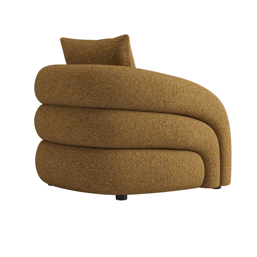 Modern Caramel Brown Chenille Armchair with Cushion - Zuri