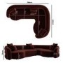 Deep Red Velvet Right Hand Facing 4 Seater Curved Corner Sofa - Zuri 
