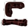 Deep Red Velvet Left Hand Facing 4 Seater Curved Corner Sofa - Zuri 