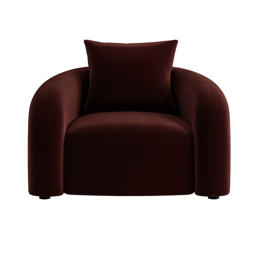 ALMOST PERFECT - Modern Deep Red Velvet Armchair with Cushion - Zuri