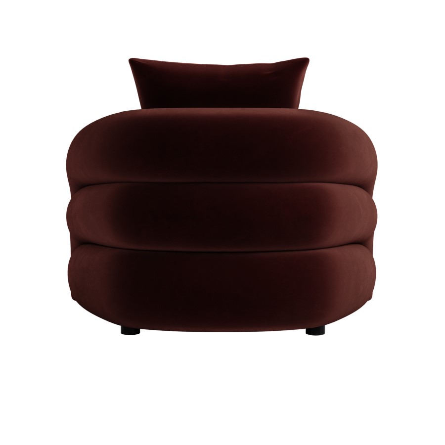 ALMOST PERFECT - Modern Deep Red Velvet Armchair with Cushion - Zuri