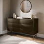 Wide Khaki Green Modern 6 Drawer Chest of Drawers - Zane