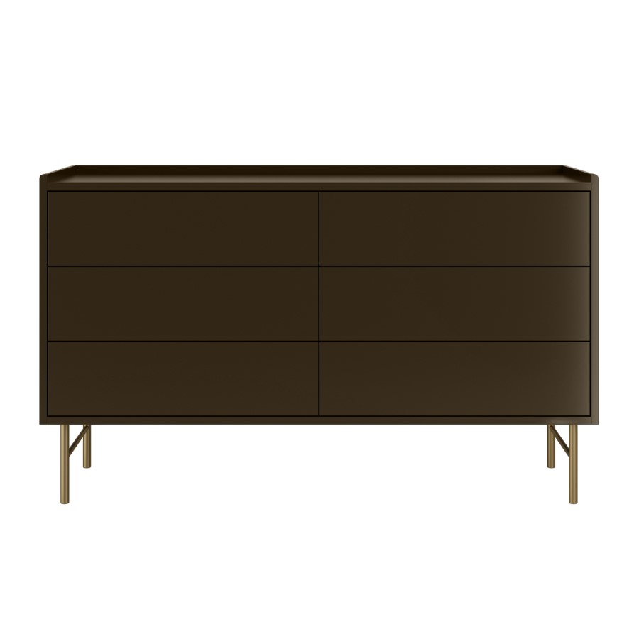 Wide Khaki Green Modern 6 Drawer Chest of Drawers - Zane