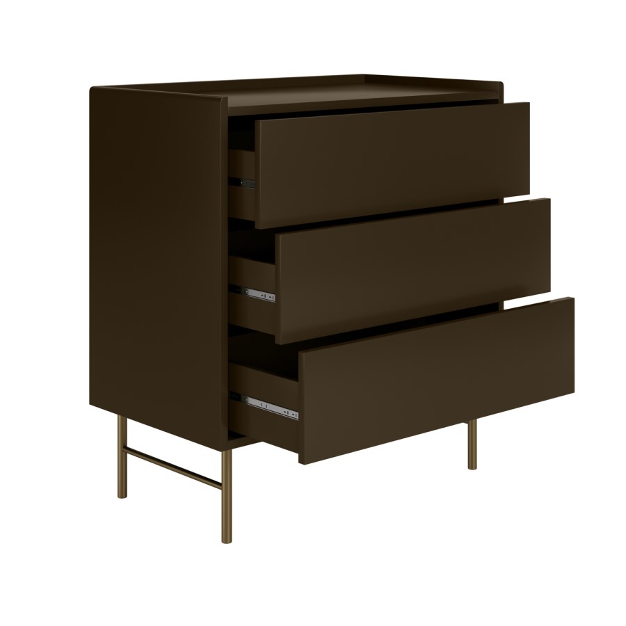 Khaki Green Modern 3 Drawer Chest of Drawers - Zane 