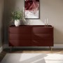 Wide Burgundy Modern 6 Drawer Chest of Drawers - Zane