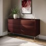 Wide Burgundy Modern 6 Drawer Chest of Drawers - Zane