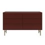 Wide Burgundy Modern 6 Drawer Chest of Drawers - Zane