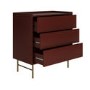 Burgundy Modern 3 Drawer Chest of Drawers - Zane 